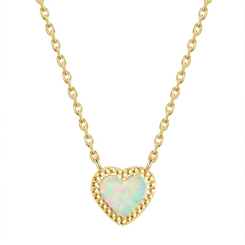 Herz Kette gold Opal (synth.)