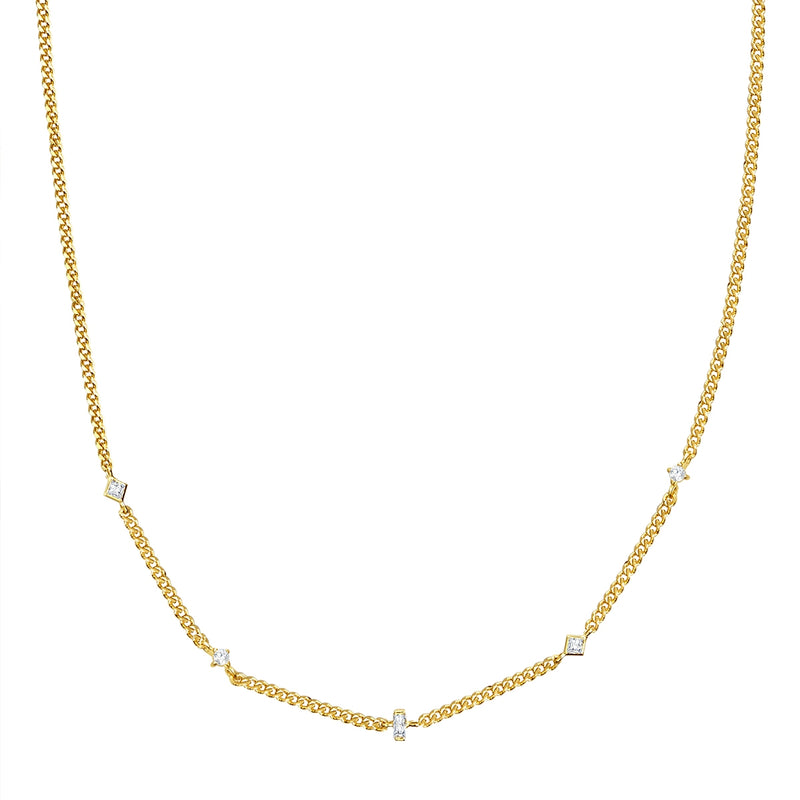 Panzerkette in gelbgold mit Zirkonia-Steinen