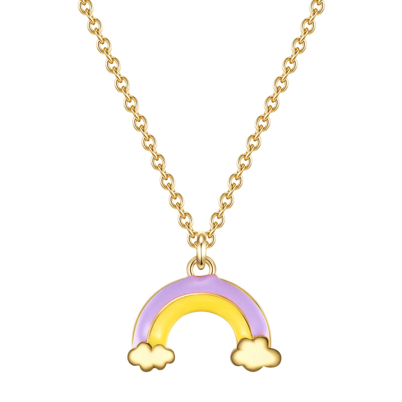 Halskette Kinder gold Regenbogen Emaille