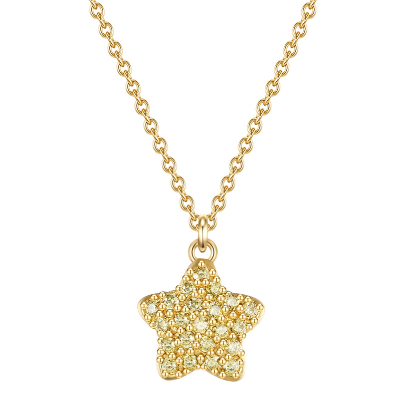 Kette STERN mit Zirkonia oliv gelbgold