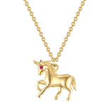 Kette EINHORN mit Zirkonia lila gelbgold