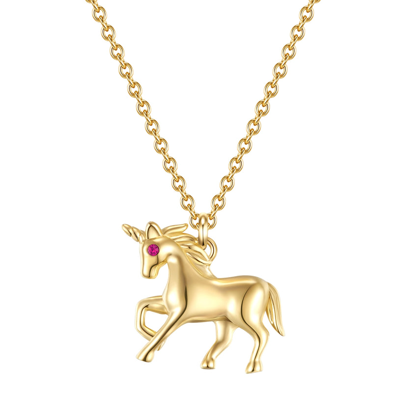 Kette EINHORN mit Zirkonia lila gelbgold