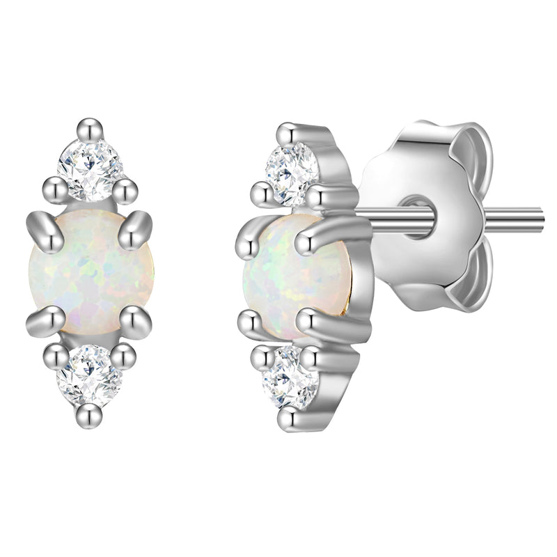 Ohrringe Stecker Opal (synth.) Raute
