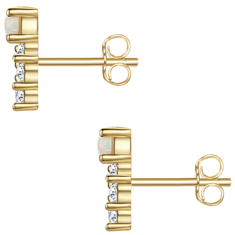 Ohrstecker gold Zirkonia und Opal (synth.)