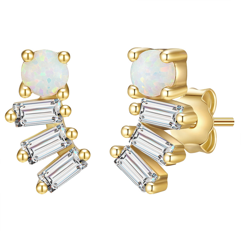 Ohrstecker gold Zirkonia und Opal (synth.)