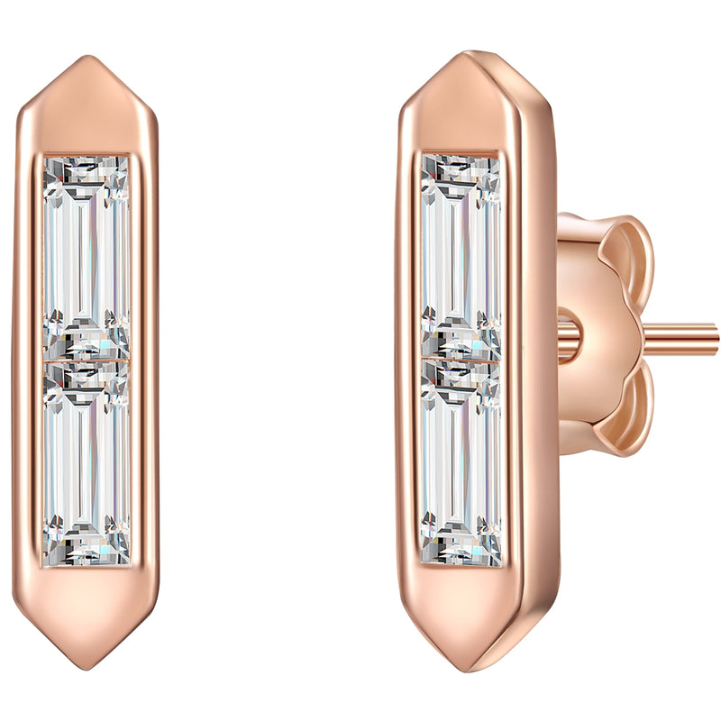 Ohrstecker roségold mit Zirkonia Baguette