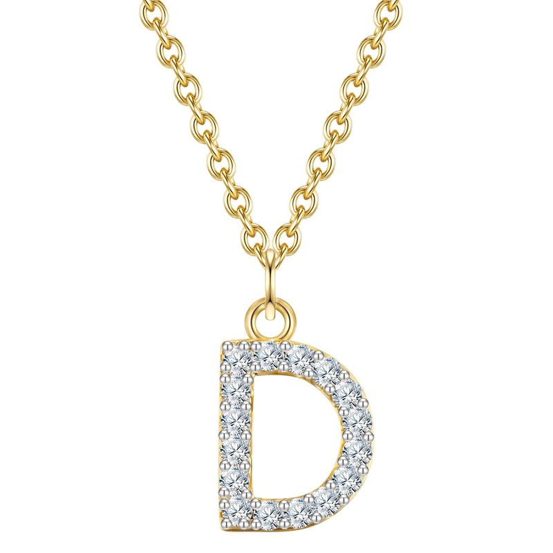 Kette BUCHSTABE D mit Zirkonia gelbgold