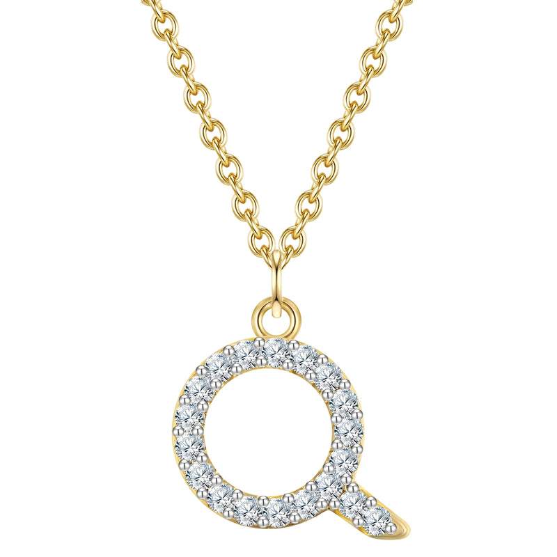 Kette BUCHSTABE Q mit Zirkonia gelbgold