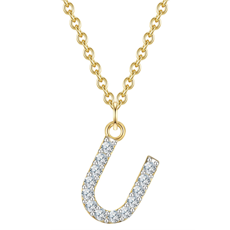 Kette BUCHSTABE U mit Zirkonia gelbgold