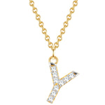 Kette BUCHSTABE Y mit Zirkonia gelbgold